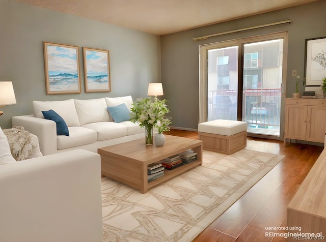 living room with light wood finished floors