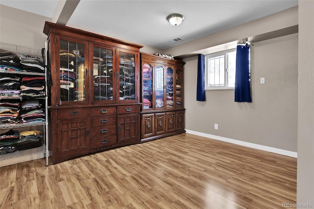 interior space with light hardwood / wood-style floors