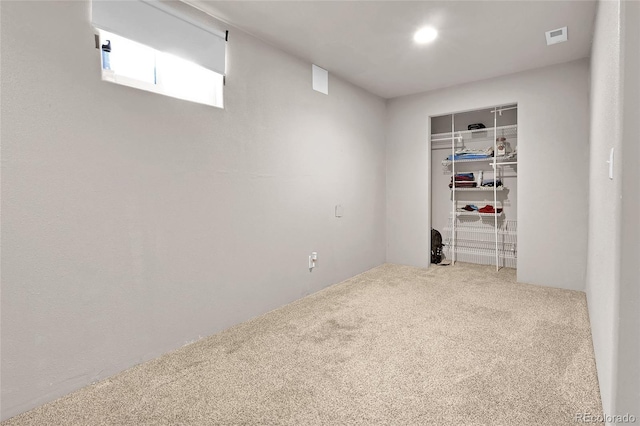 basement with carpet