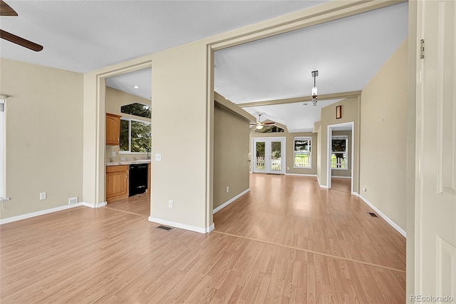 7870 Sunflower Grn Unit 151, Frederick, CO 80530 - unfurnished living room with ceiling fan, light wood finished floors, and plenty of natural light