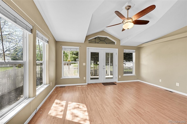 7870 Sunflower Grn Unit 151, Frederick, CO 80530 - unfurnished sunroom featuring french doors and lofted ceiling