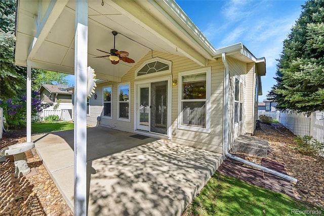 7870 Sunflower Grn Unit 151, Frederick, CO 80530 - view of patio with a ceiling fan and fence