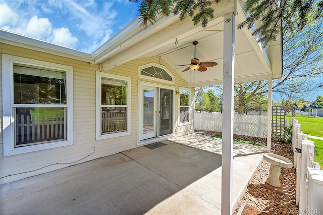 7870 Sunflower Grn Unit 151, Frederick, CO 80530 - view of patio / terrace featuring ceiling fan and fence