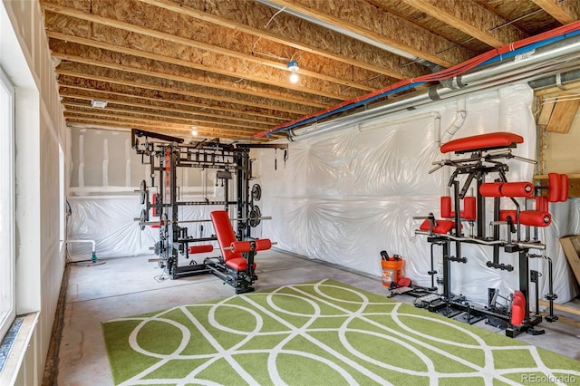 view of unfinished basement