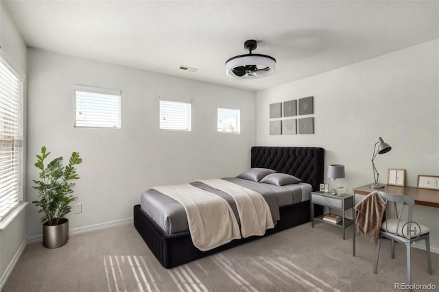 carpeted bedroom with multiple windows