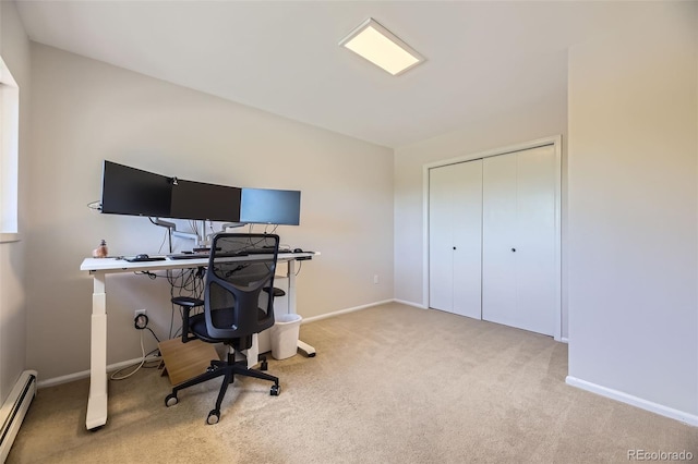 8414 S Otis St, Littleton, CO 80128 - carpeted home office featuring a baseboard radiator and baseboards