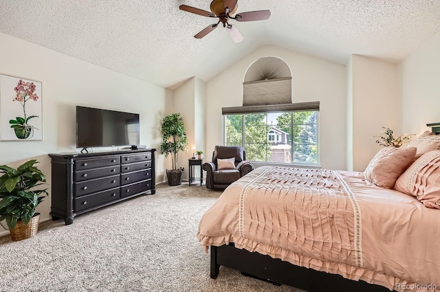 5133 E Essex Ave, Castle Rock, CO 80104 - carpeted bedroom featuring lofted ceiling, a textured ceiling, and a ceiling fan