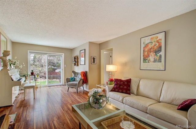 3006 Oro Blanco Dr, Colorado Springs, CO 80917 - living room featuring wood finished floors, a textured ceiling, and baseboards