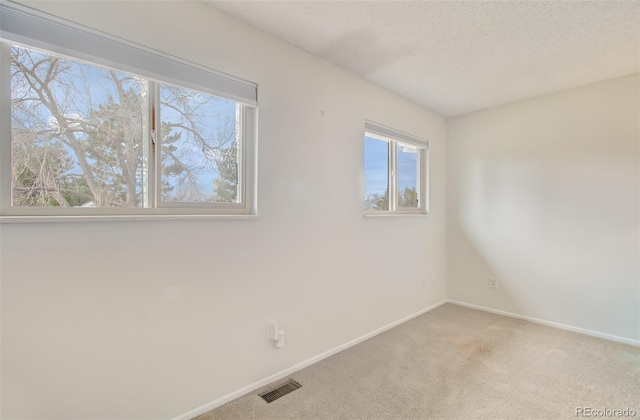 3006 Oro Blanco Dr, Colorado Springs, CO 80917 - carpeted spare room featuring baseboards, a textured ceiling, and visible vents