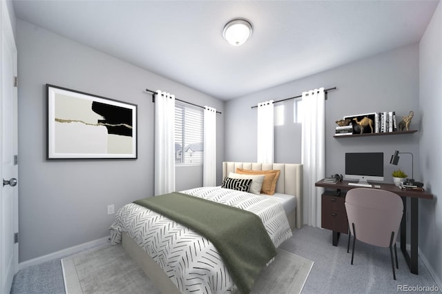 bedroom featuring carpet and baseboards