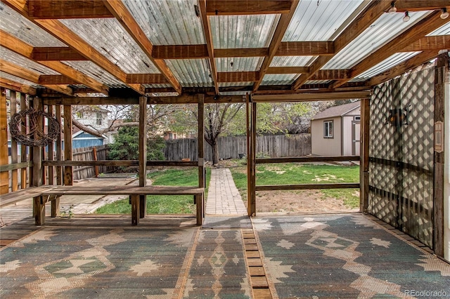view of unfurnished sunroom