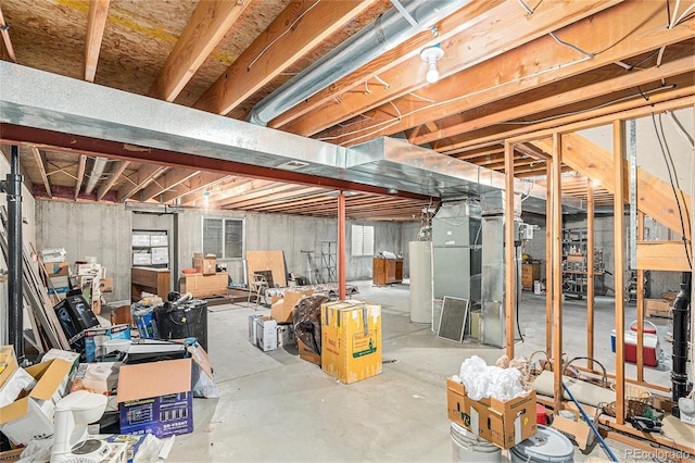 below grade area featuring gas water heater