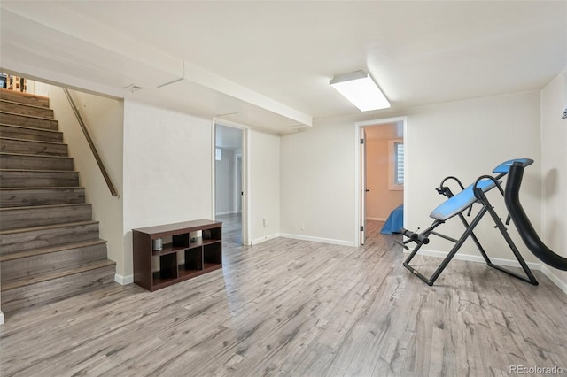4895 S Galapago St, Englewood, CO 80110 - exercise area featuring light wood-style flooring and baseboards