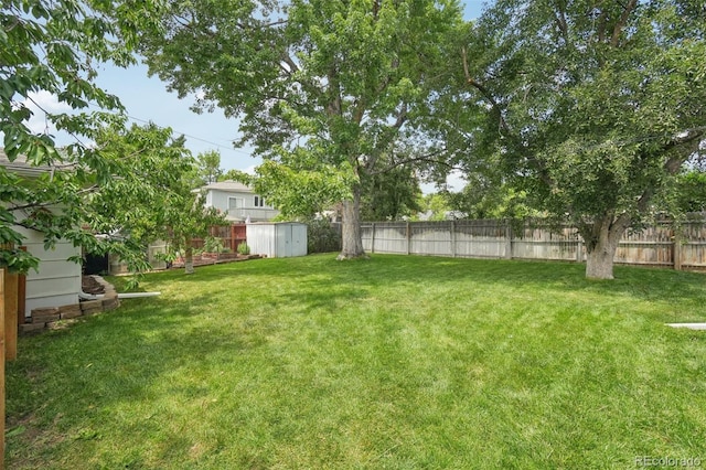 4895 S Galapago St, Englewood, CO 80110 - fenced backyard with a storage unit