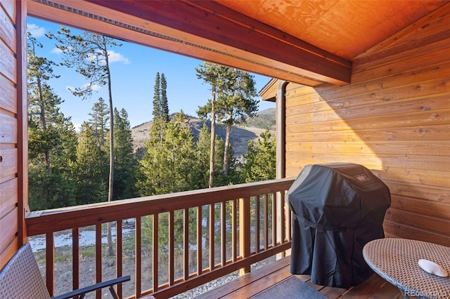85 Lookout Ridge Dr, Dillon, CO 80435 - wooden deck with grilling area and a mountain view