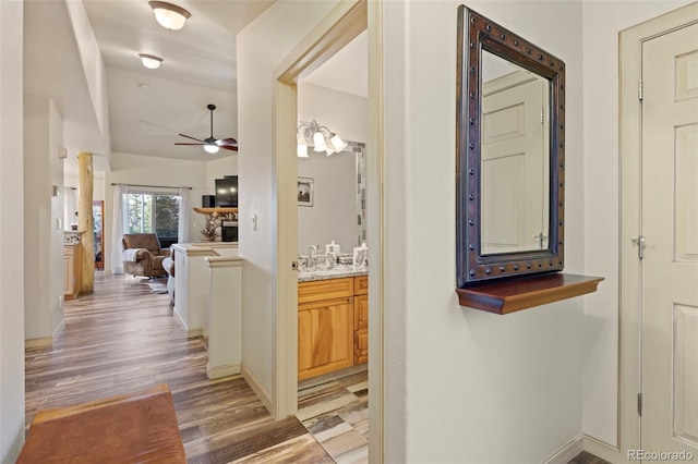 85 Lookout Ridge Dr, Dillon, CO 80435 - hallway with light wood finished floors and a sink