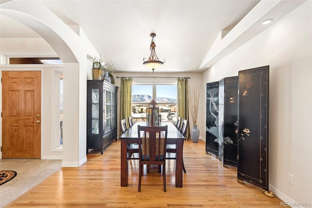 dining area featuring light hardwood / wood-style flooring