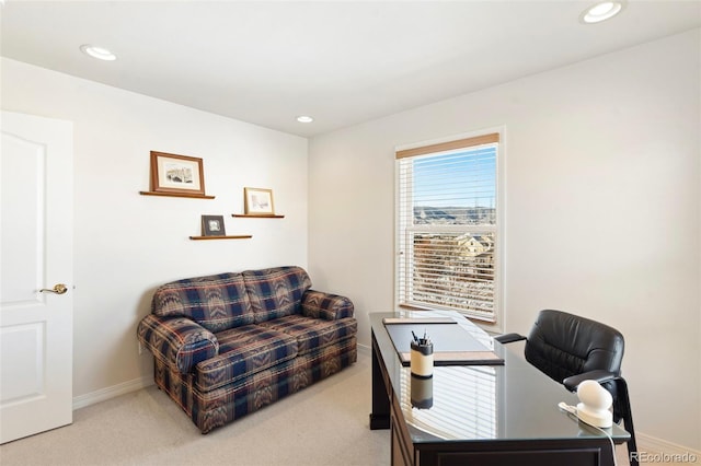 office area with carpet flooring