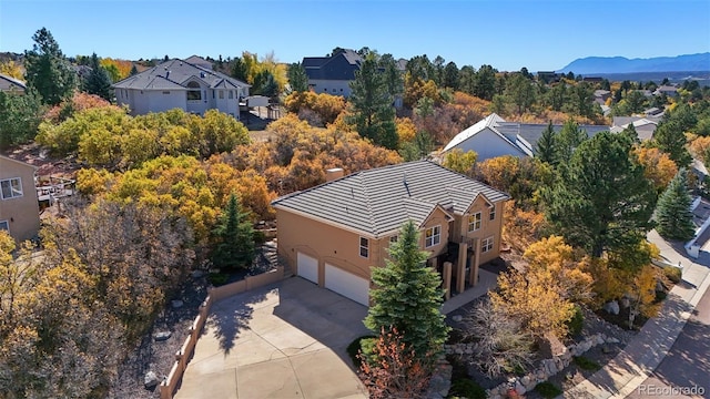 aerial view featuring a mountain view