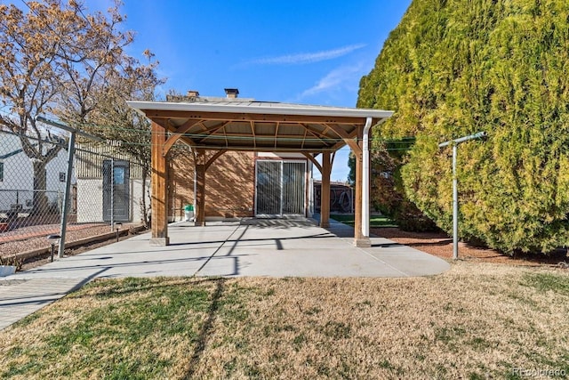 view of patio featuring a gazebo