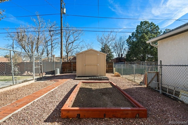 view of yard with a shed