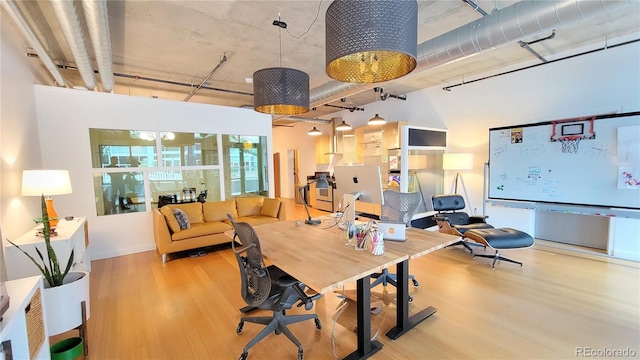 office featuring light wood-type flooring