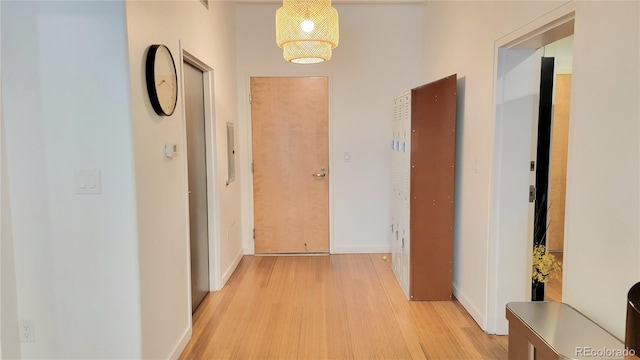 corridor featuring light hardwood / wood-style flooring