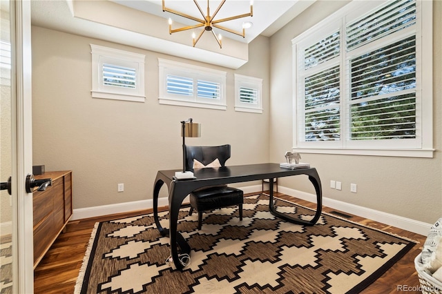 4193 W 99th Ct, Westminster, CO 80031 - office with dark wood-style floors, plenty of natural light, and baseboards