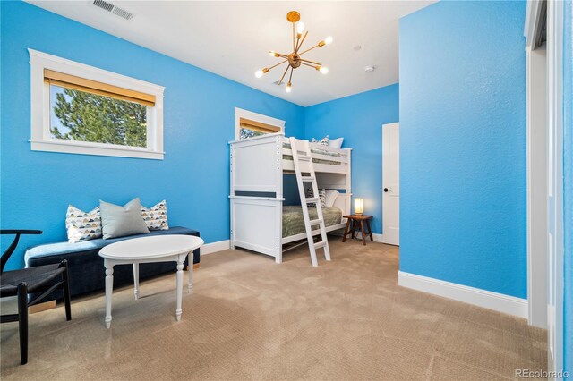 4193 W 99th Ct, Westminster, CO 80031 - bedroom with a chandelier, carpet, and baseboards