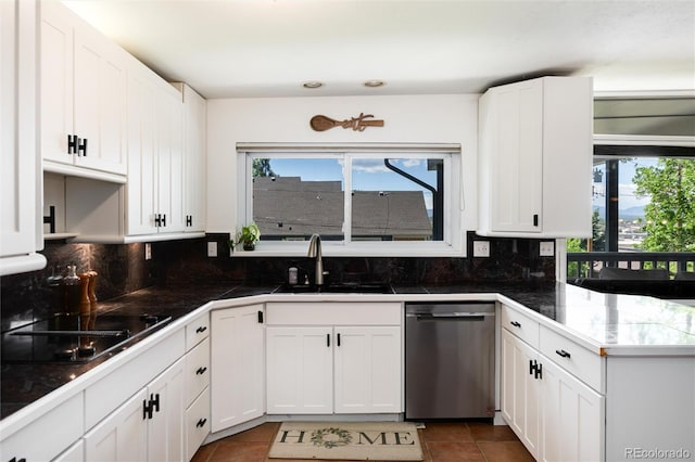 4545 S Lipan Ct, Englewood, CO 80110 - kitchen featuring dishwasher, black electric stovetop, healthy amount of natural light, and tasteful backsplash