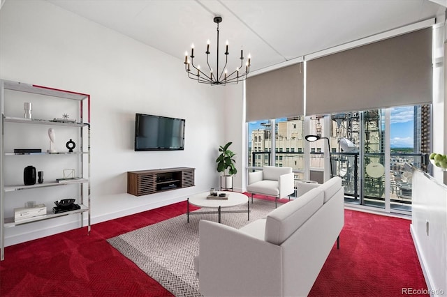 891 14th St Unit 2105, Denver, CO 80202 - living area with carpet floors and a chandelier