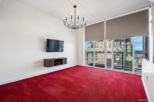 891 14th St Unit 2105, Denver, CO 80202 - unfurnished living room featuring carpet flooring and a chandelier