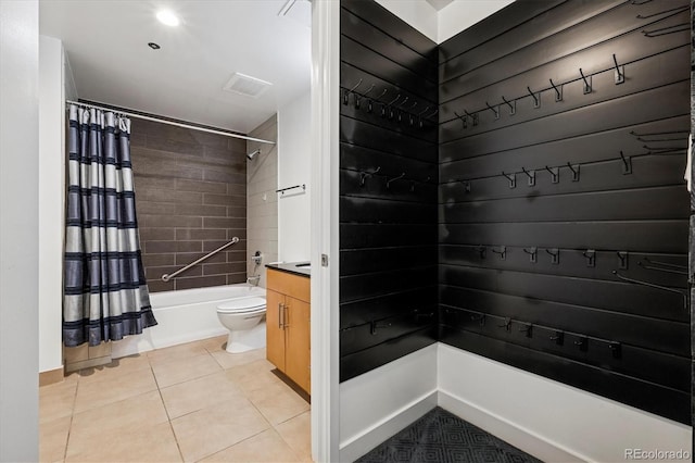 891 14th St Unit 2105, Denver, CO 80202 - bathroom with shower / bath combo with shower curtain, tile patterned flooring, and vanity