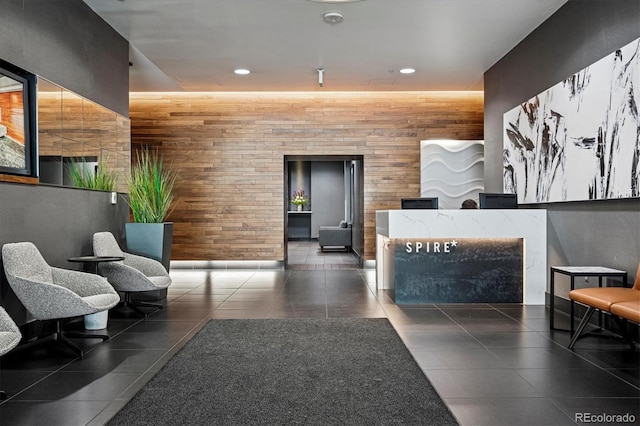 891 14th St Unit 2105, Denver, CO 80202 - reception area with recessed lighting and wood walls