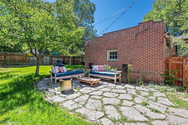 view of patio / terrace featuring an outdoor living space