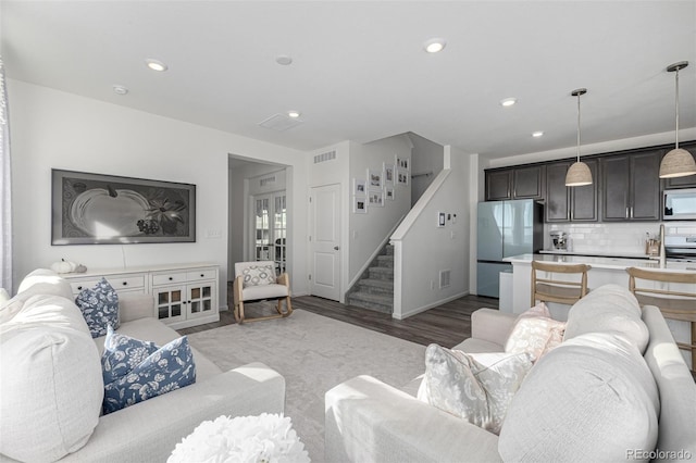 living room featuring light hardwood / wood-style floors