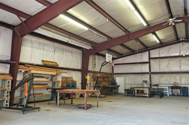 garage featuring a workshop area