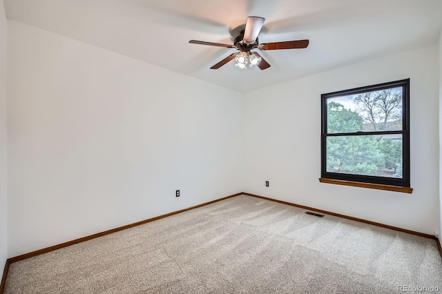6545 Grey Eagle Ln, Colorado Springs, CO 80919 - unfurnished room featuring carpet floors, baseboards, a ceiling fan, and visible vents