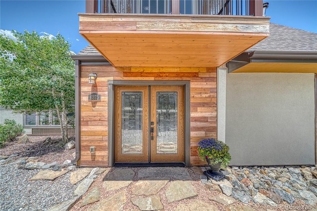 6375 Terrace Ln, Salida, CO 81201 - doorway to property with french doors and a shingled roof