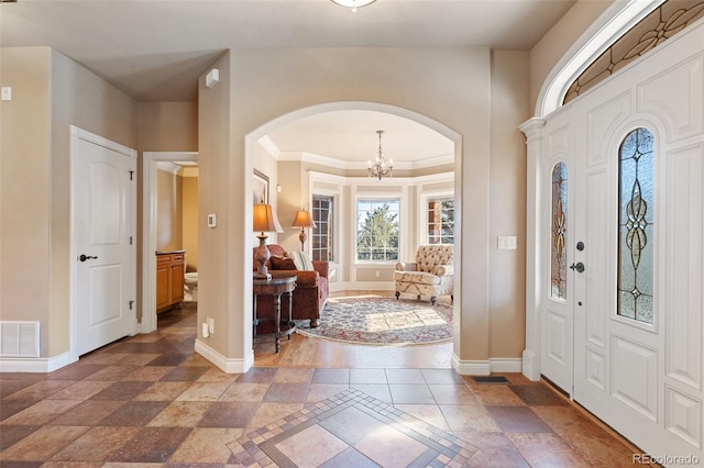 entrance foyer with ornamental molding