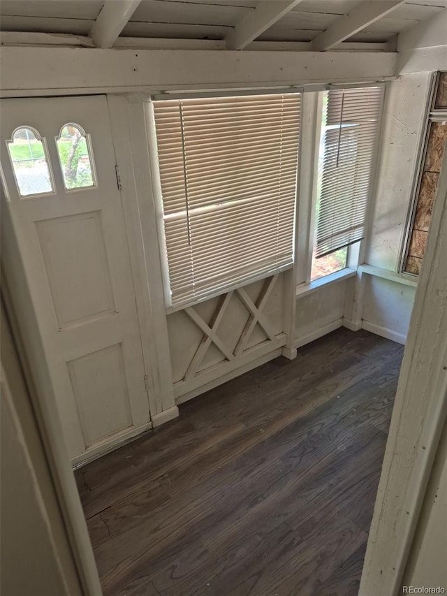 1272 N Ulster St, Denver, CO 80220 - foyer with dark wood finished floors and beamed ceiling