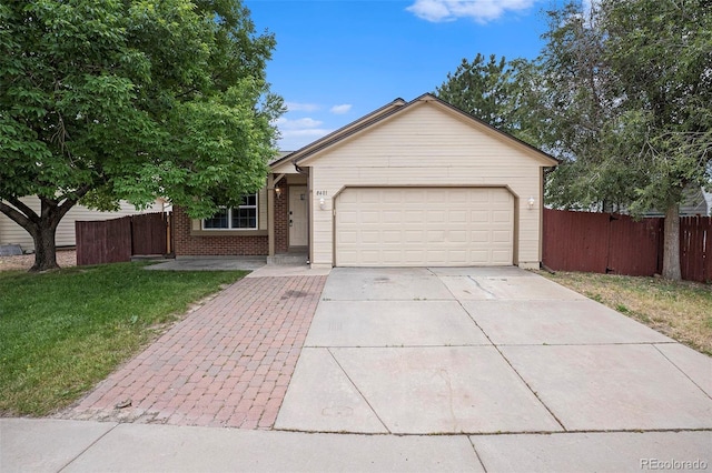 8401 Sandreed Cir, Parker, CO 80134 - ranch-style home featuring concrete driveway, a garage, and brick siding