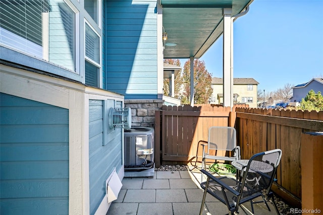 view of patio featuring central AC unit