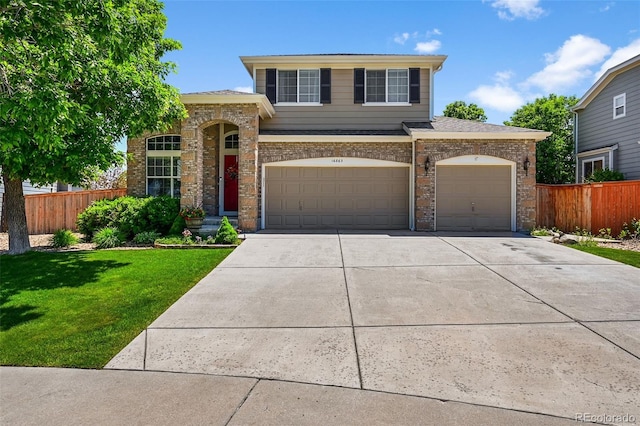 16863 Trail View Cir, Parker, CO 80134 - view of front of property featuring driveway, a garage, and brick siding