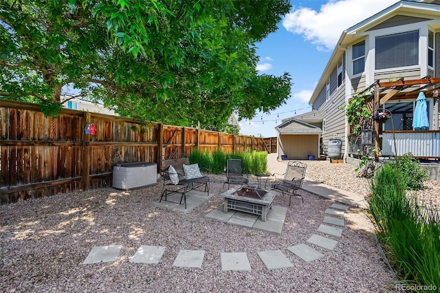 16863 Trail View Cir, Parker, CO 80134 - fenced backyard featuring a patio area and a fire pit