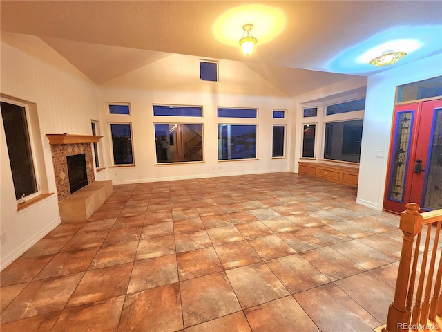 view of patio / terrace with a brick fireplace