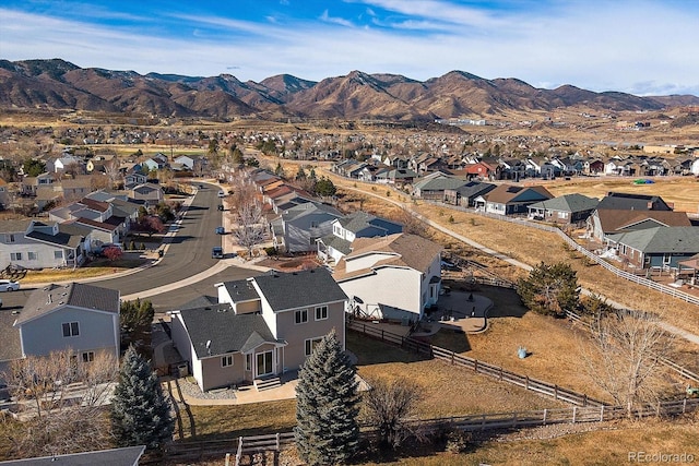 drone / aerial view with a mountain view