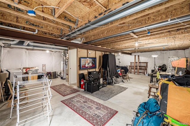 view of unfinished basement