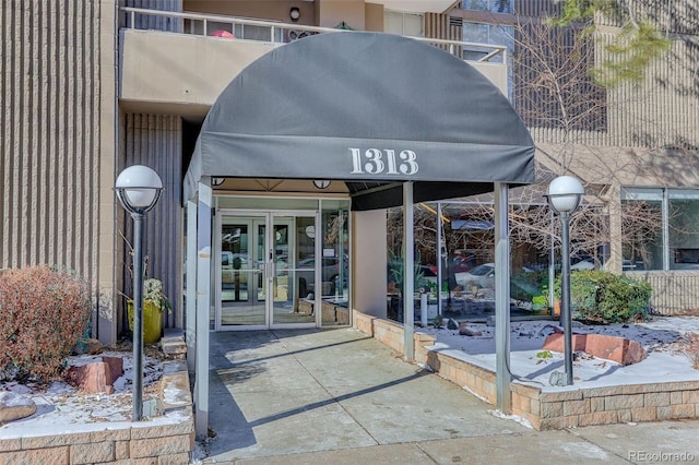 view of exterior entry with french doors