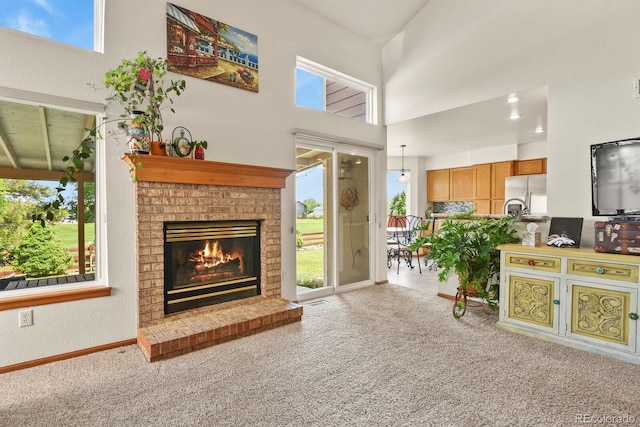 13235 Clermont Cir, Thornton, CO 80241 - living area featuring carpet floors and a fireplace